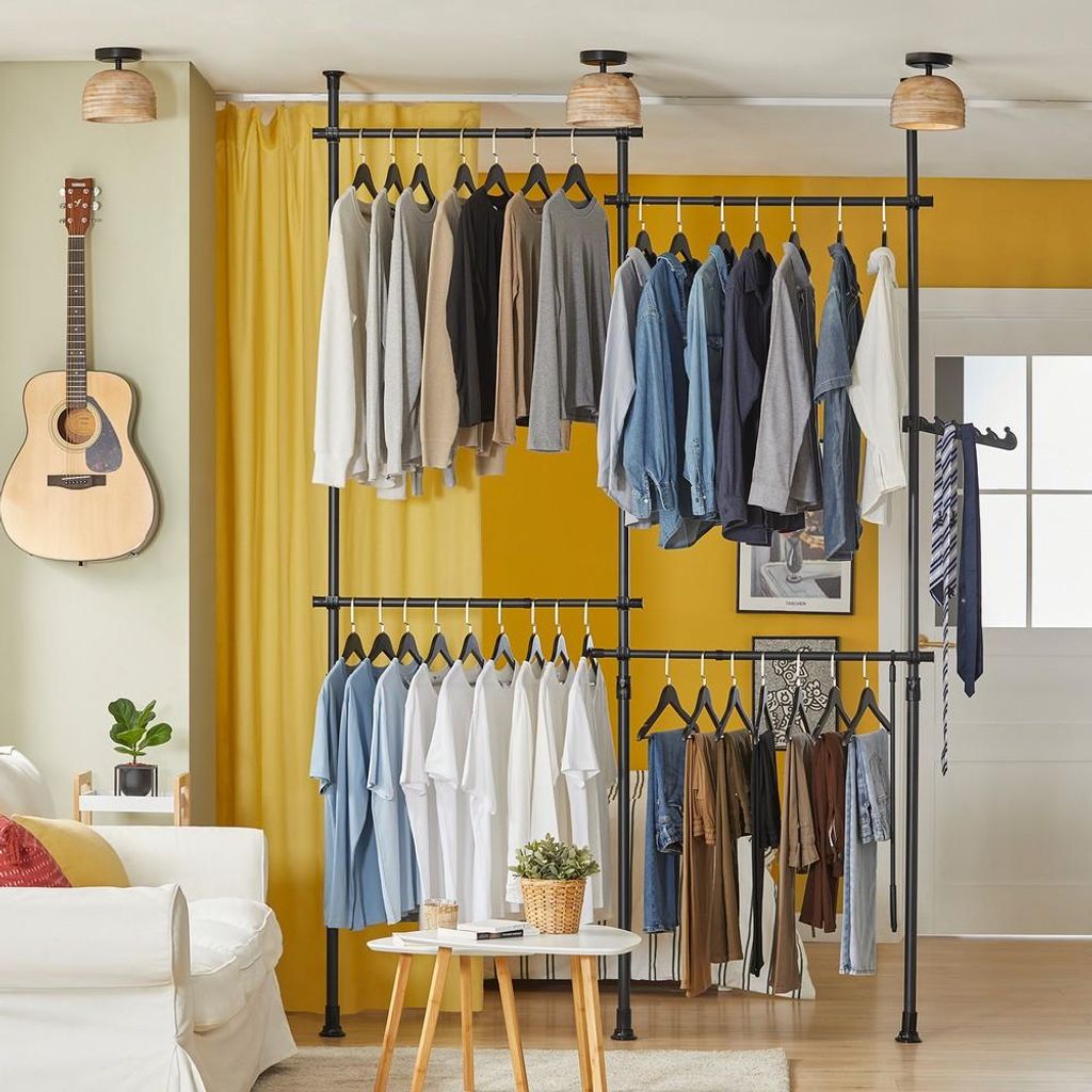 SoBuy Garderobenständer freistehend Metall Garderobe Schwarz Industrial KLS03-SCH