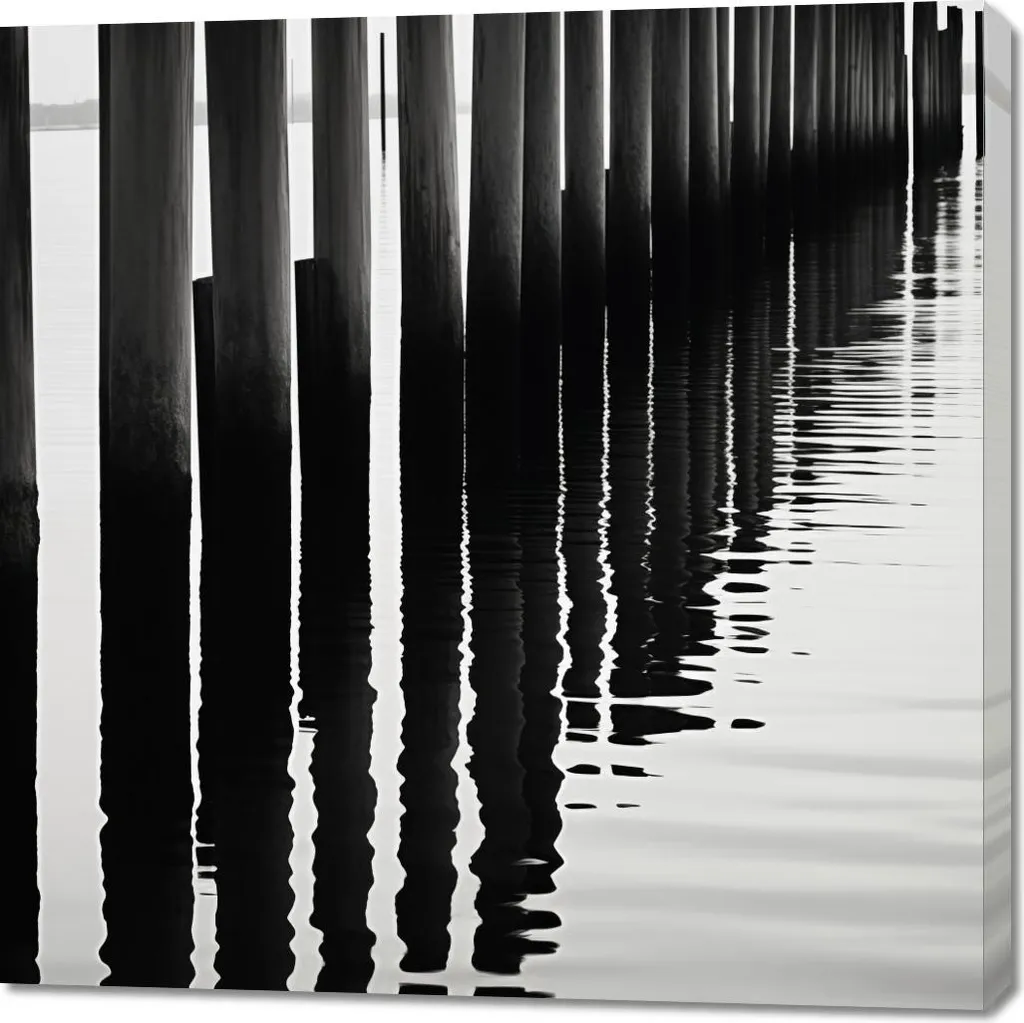 Quadro Moderno 100x100 cm Ritmo Acqua e Legno | Decorazione Luxury