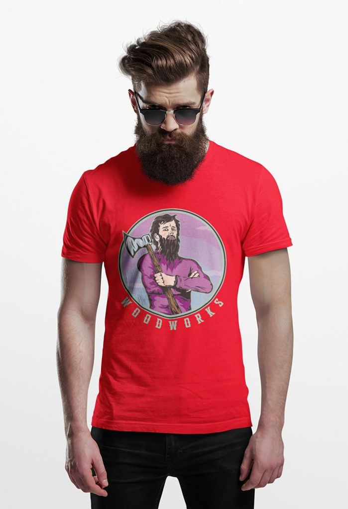 D&B Uni Polo ST00055 Wood Works Rot-Größe 5XL