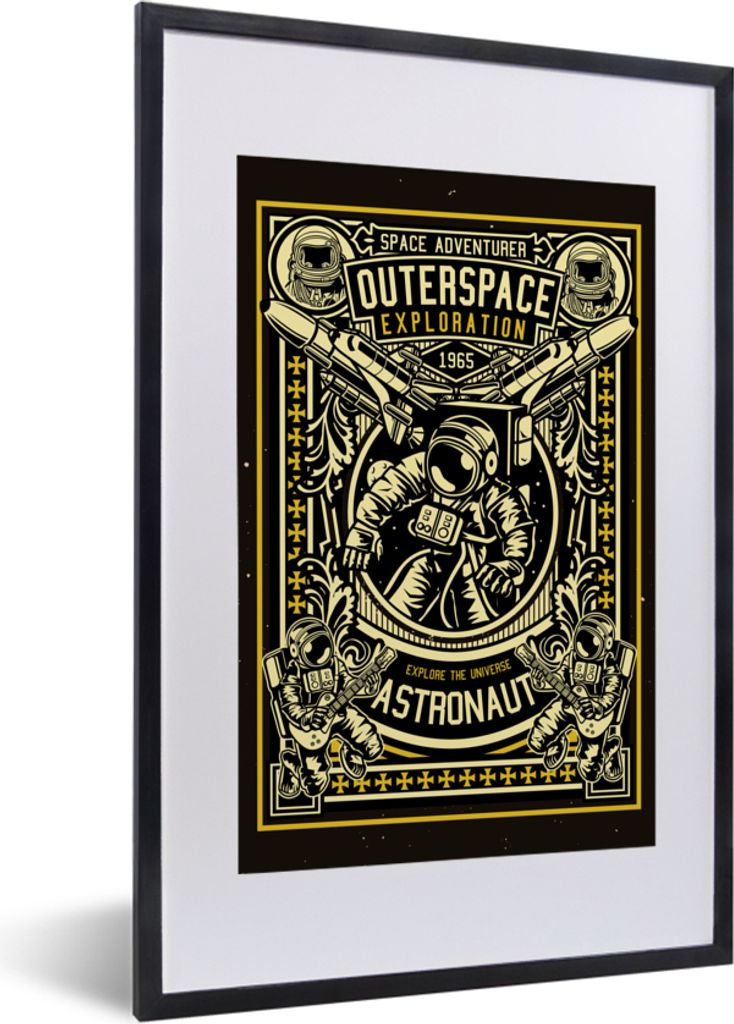 MuchoWow® MuchoWow® Gerahmtes Poster Astronaut - Retro - Produktbild 