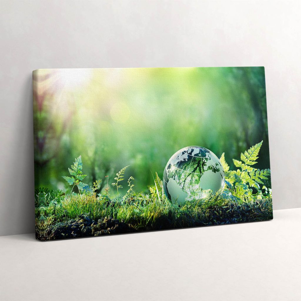 Globus auf dem Gras – Leinwandbild Wandbild – 30x20 cm – Leinwandbilder – Wandbilder – Schlafzimmer – Flur