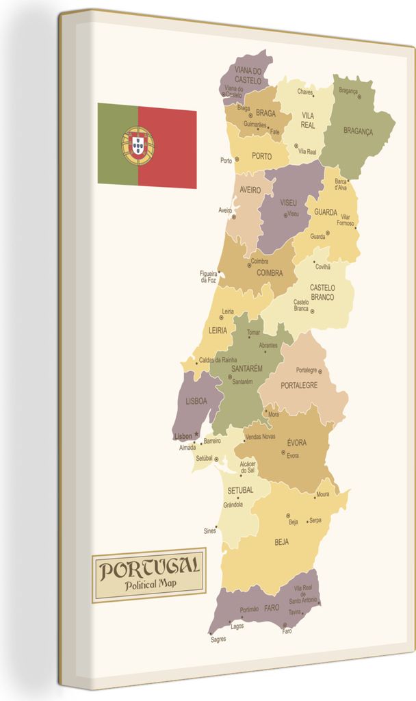OneMillionCanvasses - Leinwandbilder - 90x140 cm, Illustration von Portugal in den Farben der Flagge, Wandbilder Kunstdruck Wanddekoration - Wand...