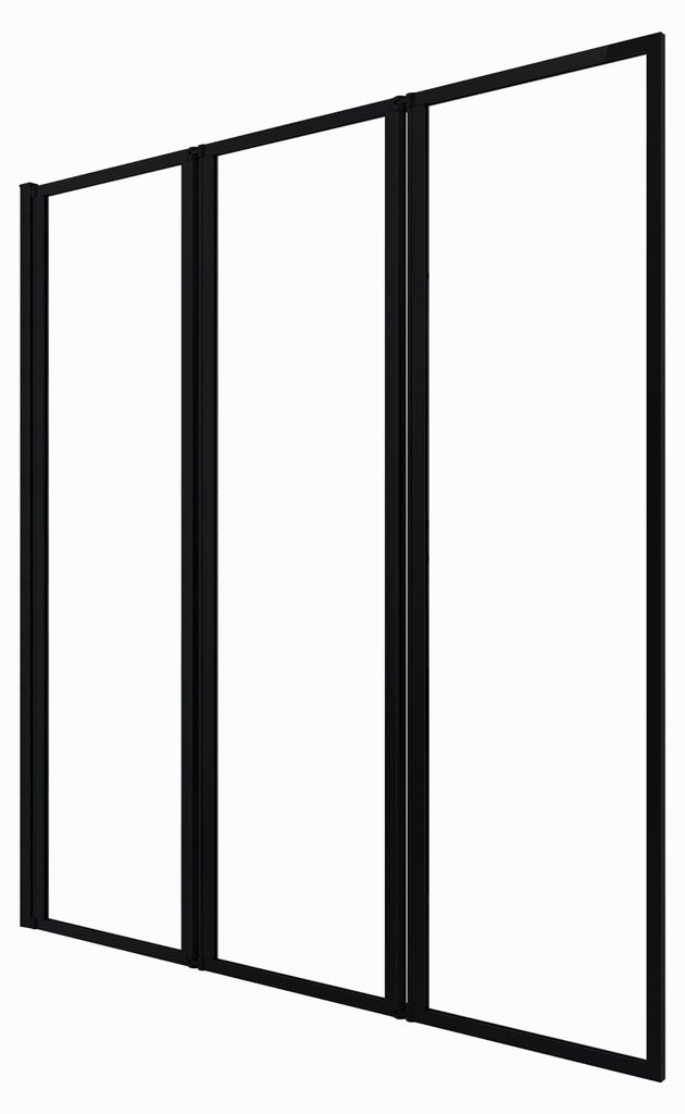 Badewannenfaltwand 125×143 cm, 3-tlg. Faltwand, Schwarz, Produktbild 