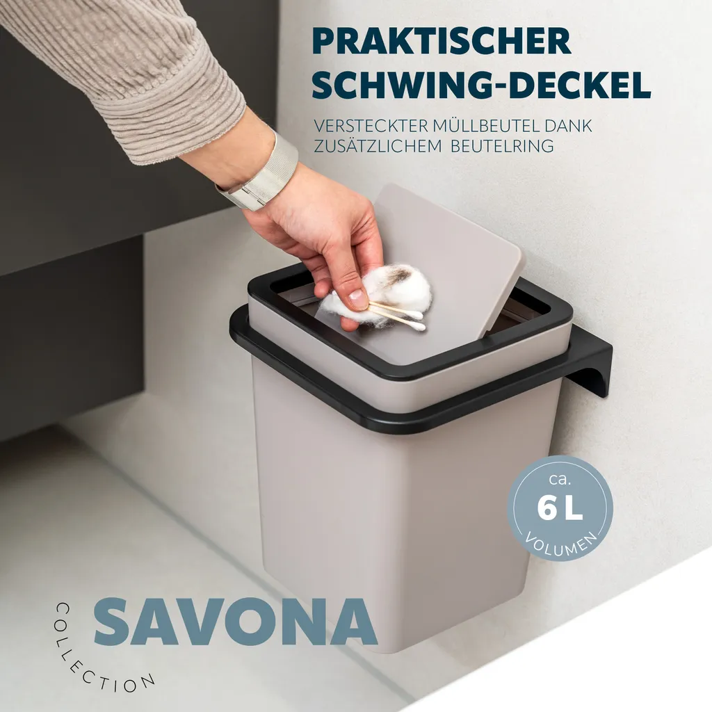 Cestino Cosmetici bremermann SAVONA Tortora 5,5L - Arredo Bagno - 5