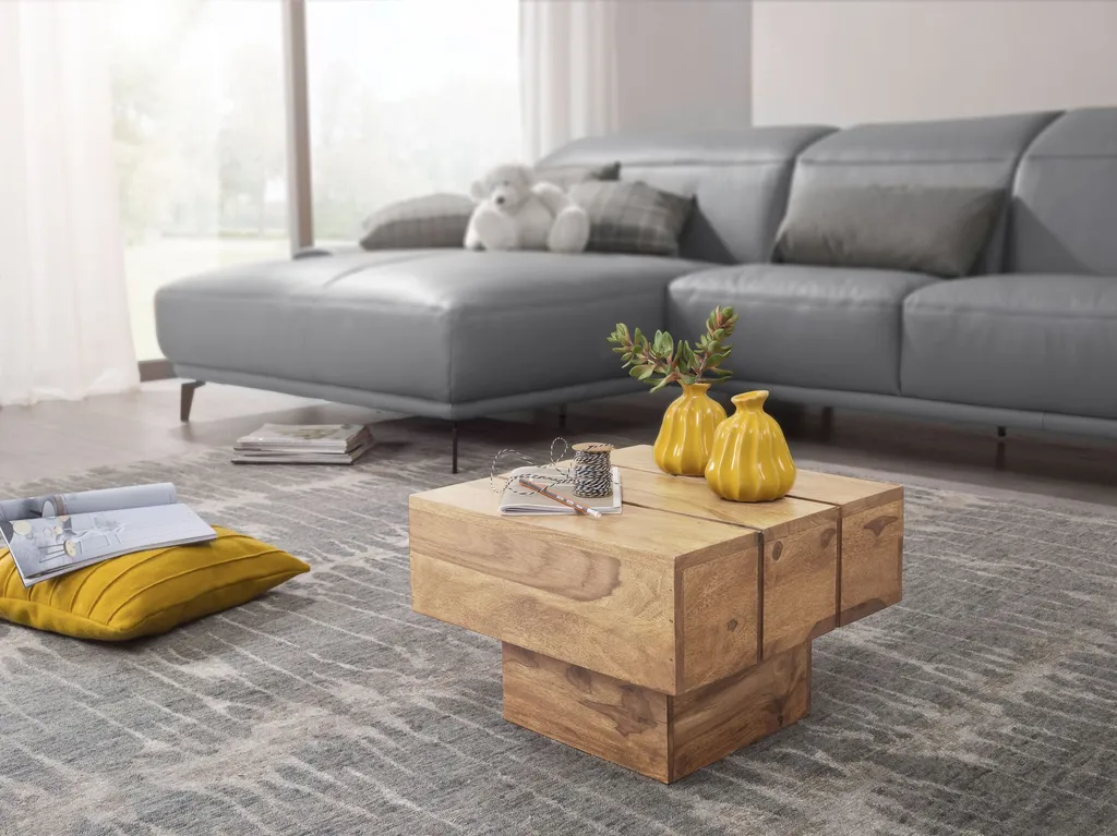 Table d'appoint SIRA en acacia massif 44x44 cm - Bout de canapé robuste