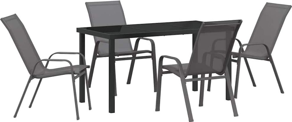 Garten Essgruppe 5 pcs Grau und Schwarz