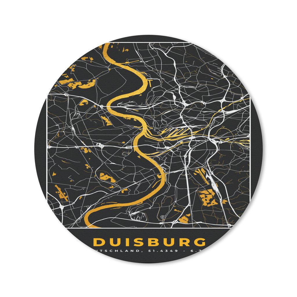 MuchoWow Mauspad Mousepad Duisburg - Deutschland - Stadtplan - Karte - Gold 50x50 cm - Mousepads - Maus Mat - Pad - Mausunterlage - Vinyl
