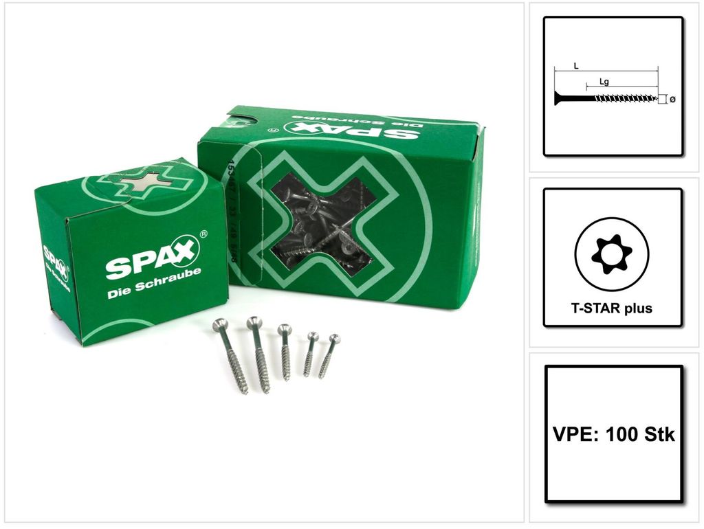 SPAX 0191010601005, Śruba, Metal, Cynk, Drewno, Płaska Zdjęcie produktu 
