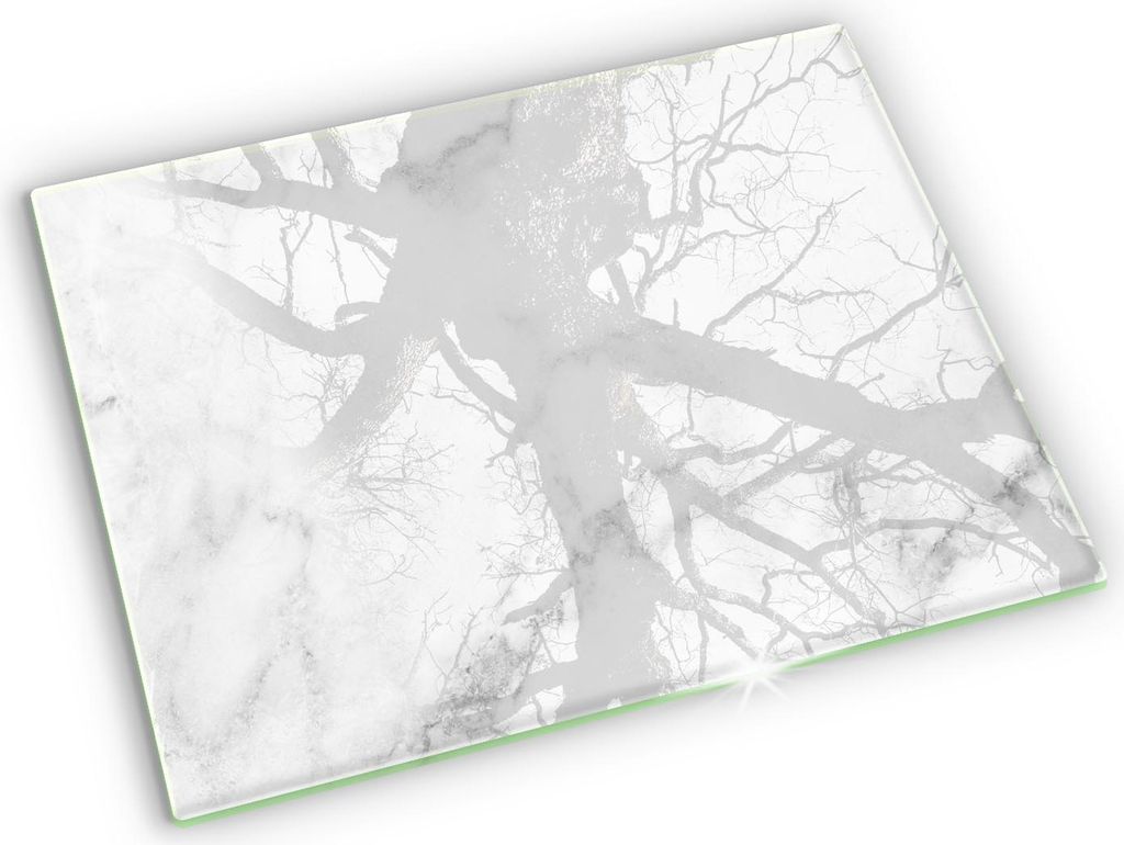 Glasplatte für Grabkerzen Gummifüße Glas Motiv - 52x40 cm - Moderner Marmor