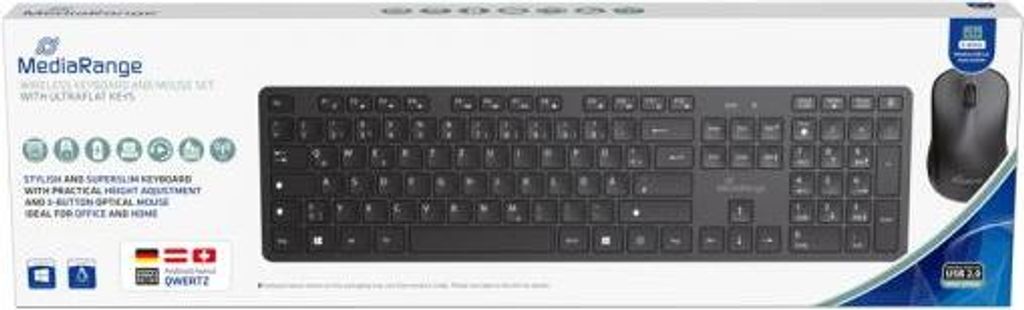 MediaRange MROS107 Tastatur-Maus-Set kabellos schwarz
