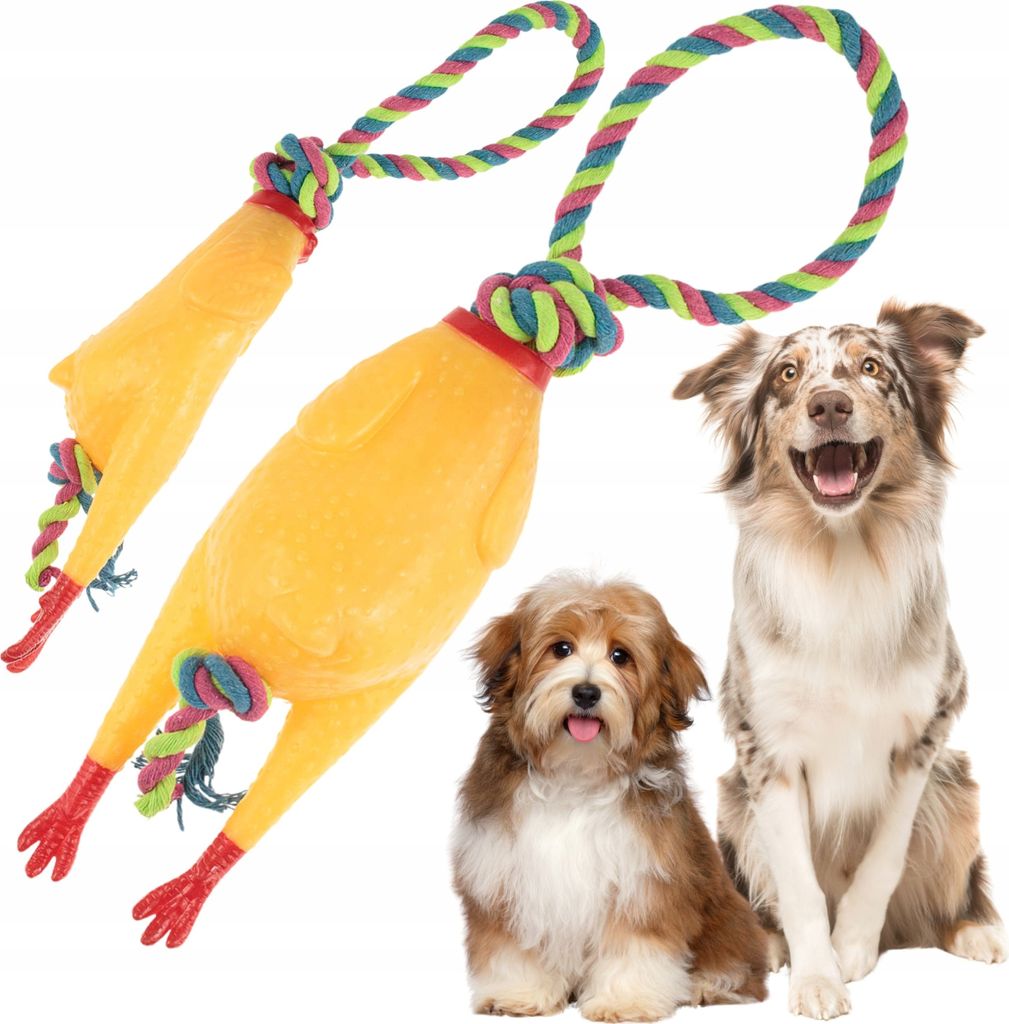 CHICKEN Spielzeug für Hunde mit Schnur ohne Quietsche CHICKEN BOY