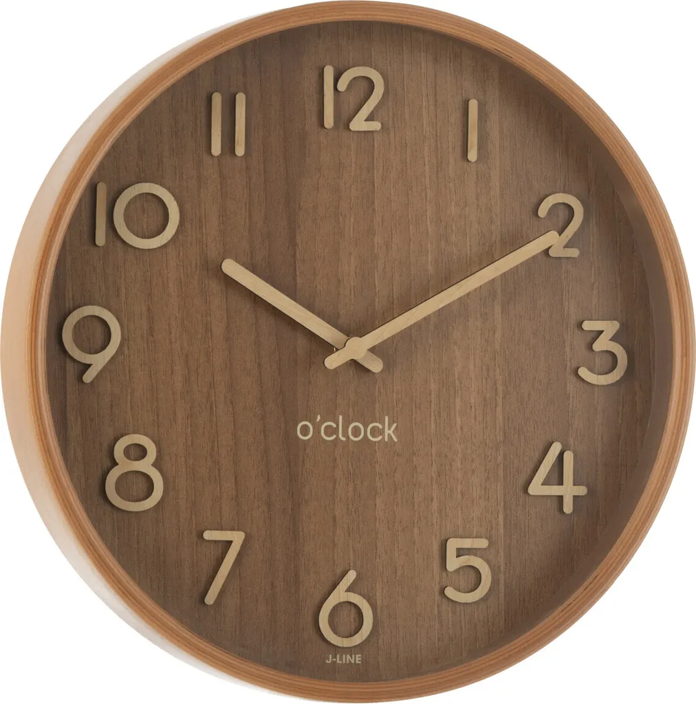 Horloge murale petit format pour salon et bureau en bois J-Line MDF