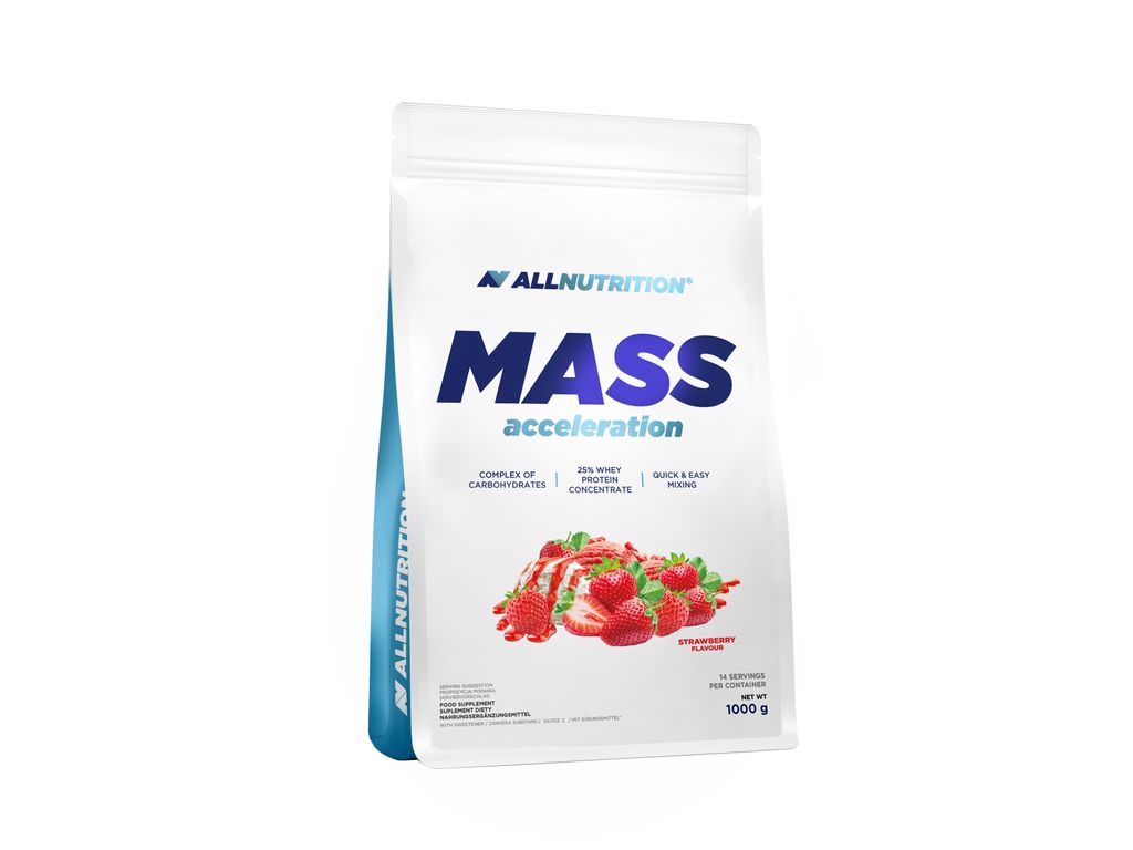 ALLNUTRITION Mass 1000g Erdbeere Gainer Massenaufbau Protein Kohlenhydrate