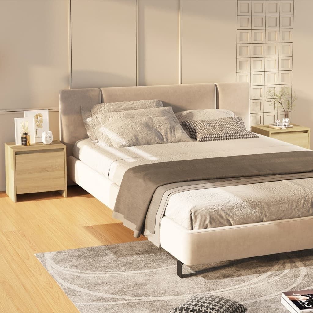 Möbel Nachttische 2 Stk. Sonoma-Eiche 45x34x44,5 cm Holzwerkstoff - Nachttische & -schränke 809870