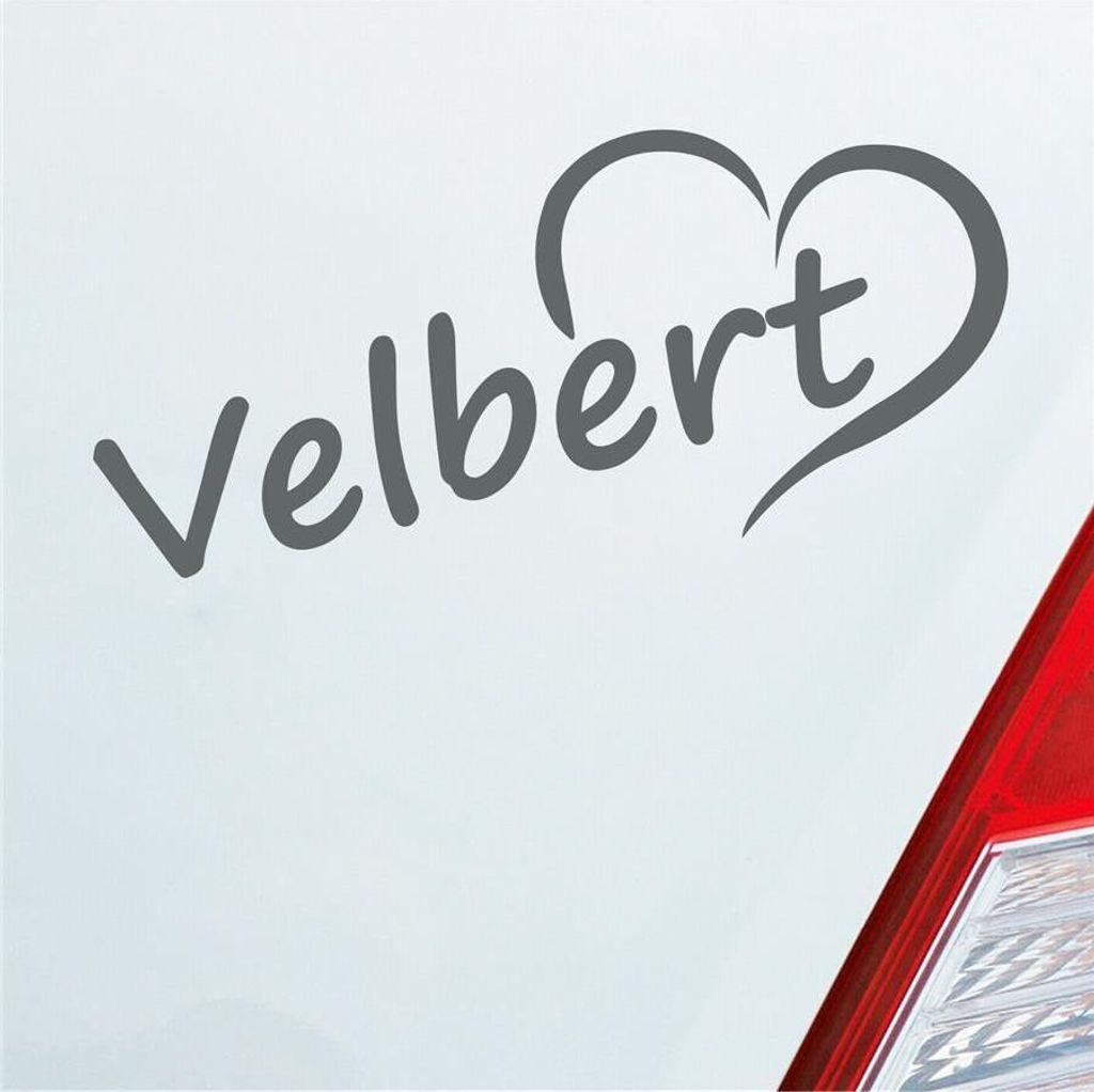 Auto Aufkleber Velbert Herz Stadt City Liebe Love Heimat 18x8 cm Grau Sticker Heckscheibenaufkleber