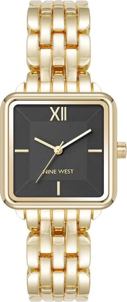 Orologio Nine West NW/3328BKGB | Quadrato Nero e Oro per Donna Chic