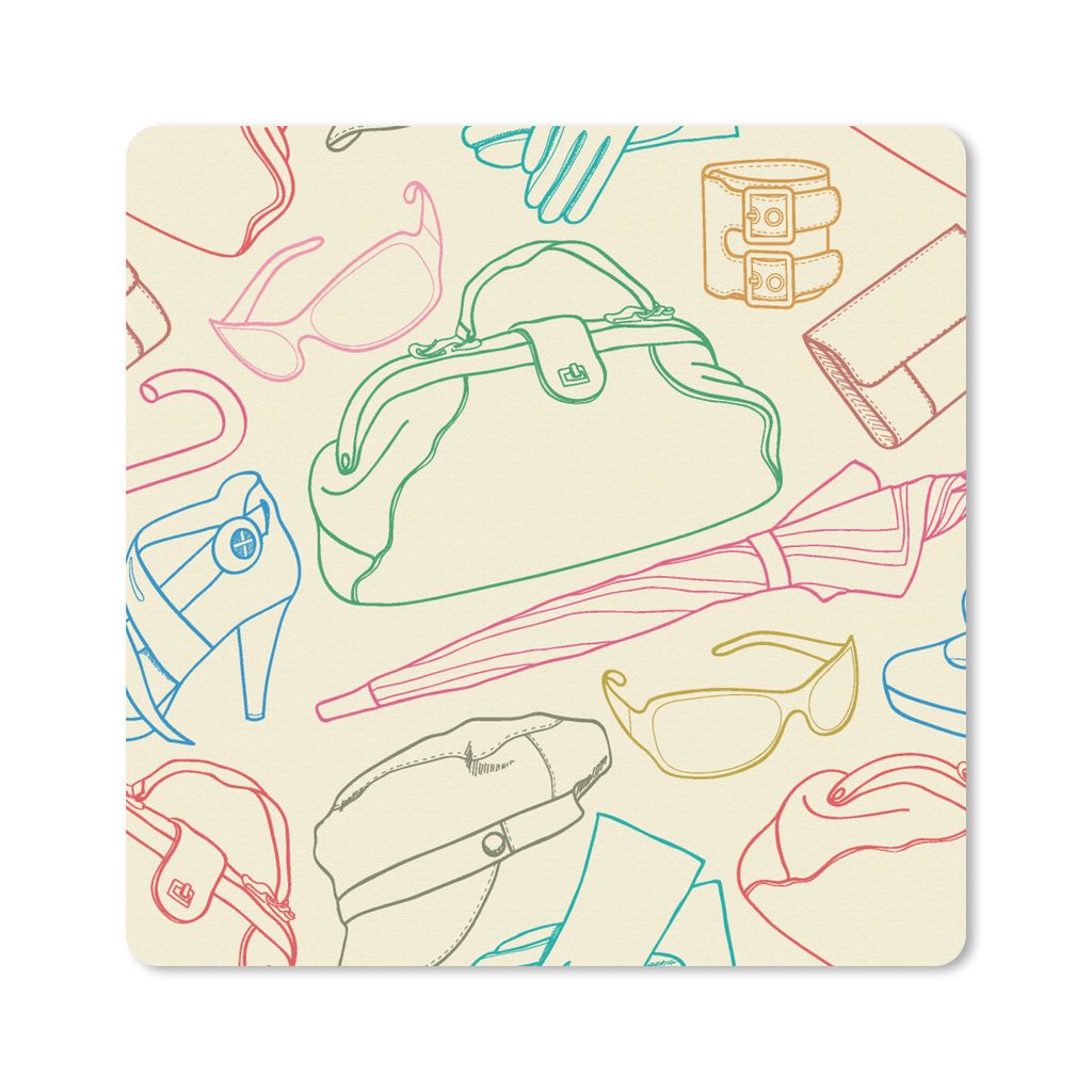 MuchoWow Mauspad Mousepad Pastell - Tasche - Kleidung - Schnittmuster 20x20 cm - Mousepads - Maus Mat - Pad - Mausunterlage - Desk Mat - Bureauar...