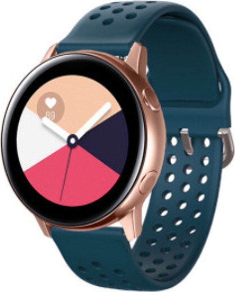Strap-it Samsung Galaxy Watch Active / Active 2 Silikonarmband mit Löchern (Steingrün)