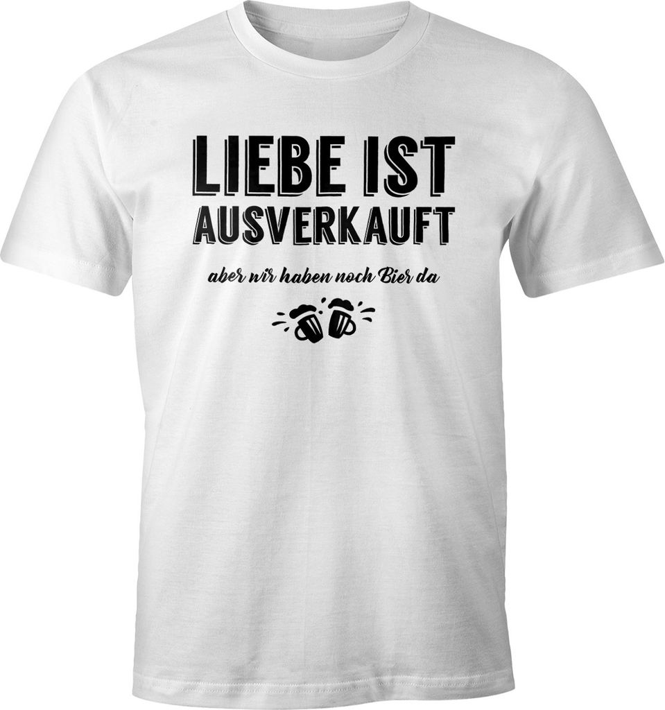 Herren T-Shirt Liebe ist aus aber wir haben noch Bier da Fun-Shirt Moonworks weiß XL