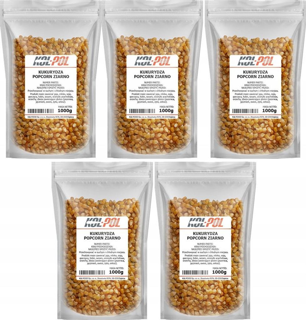 KUKURYDZA POPCORN 5kg Ziarno do prażenia bez soli naturalna Zdjęcie produktu 