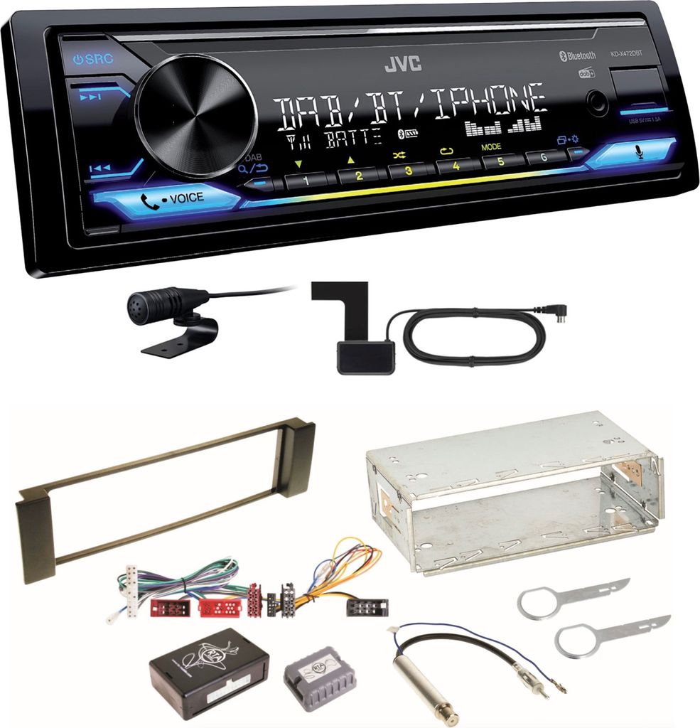 JVC KD-X472DBT Digitalradio Bluetooth FLAC USB Einbauset für Audi A3 8L A6 4B