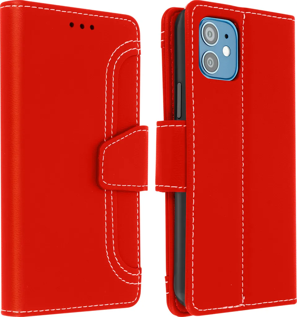 Custodia a Libro iPhone 12 Mini Rossa | Portafoglio RFID Antiurto