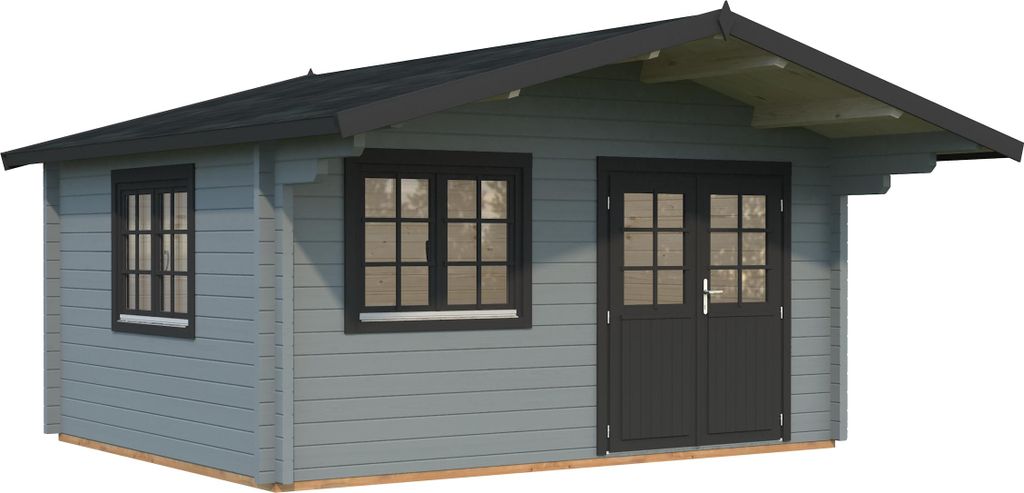Palmako Gartenhaus Helena 15,1 m² - 70 mm hellgrau/anthrazit lackiert