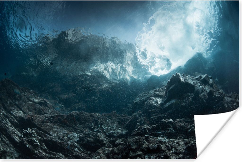 MuchoWow Poster Dunkle Felsen unter Wasser 30x20 cm - Plakate - Print