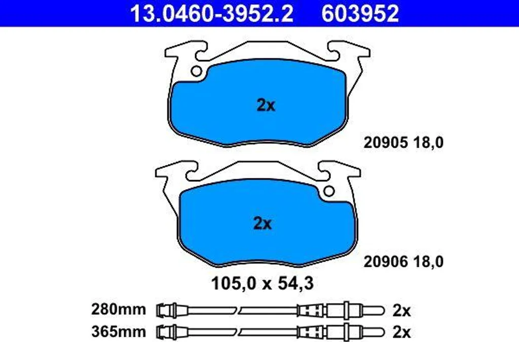 Plaquettes de frein ATE 13.0460-3952.2 haute performance pour Citroën ZX