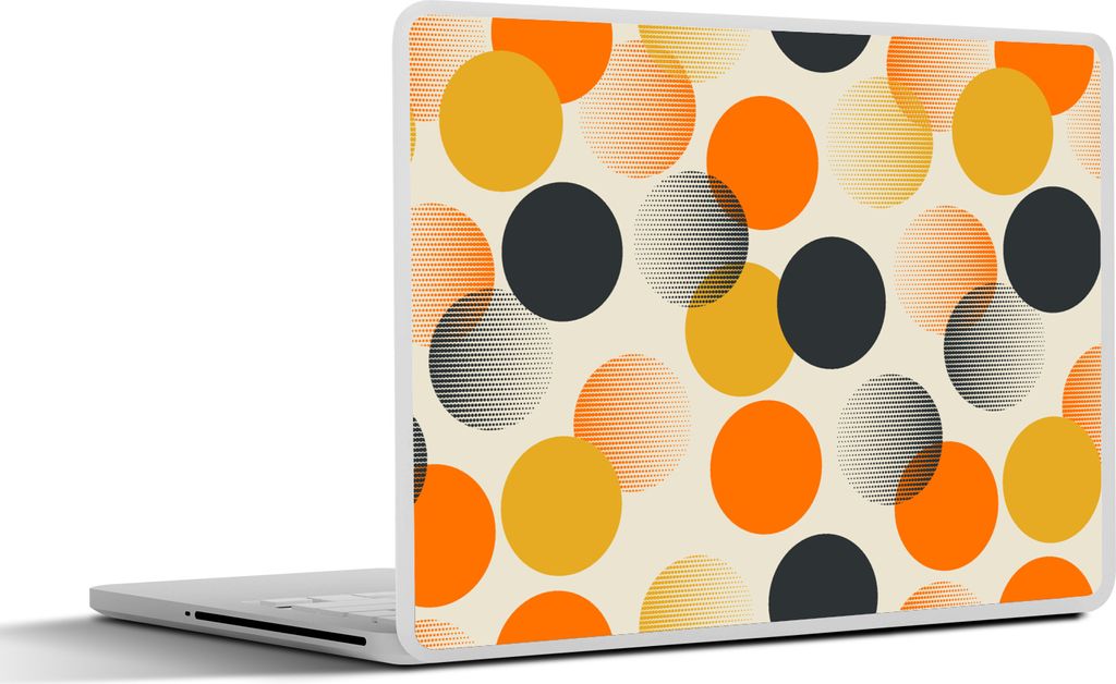 MuchoWow Laptop Aufkleber Sticker Cover Tupfen - Design - Retro - Orange 30x21 cm - Sticker für Laptop - Selbstklebend