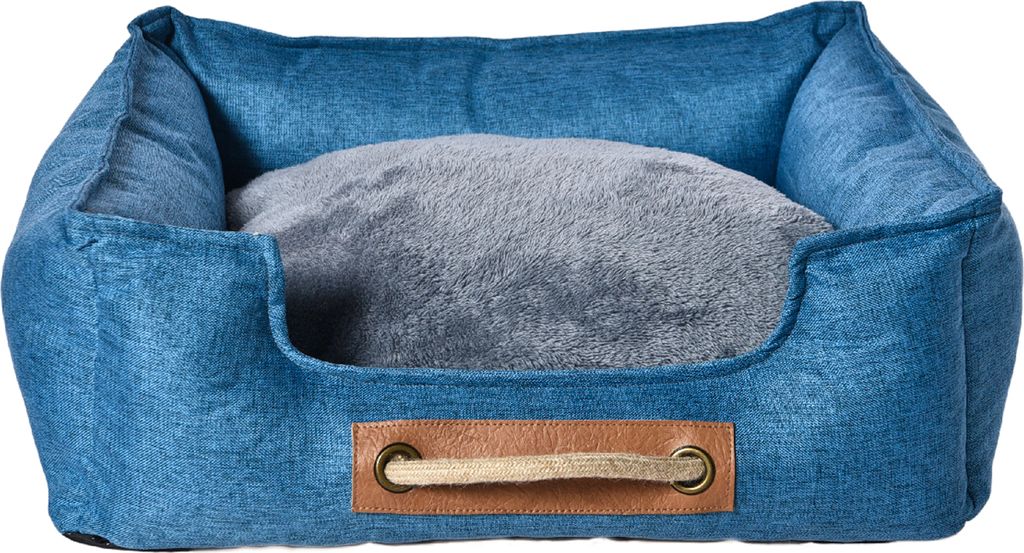 Dehner Lieblinge Kuschelbett Cyrus, Hundebett / Katzenbett mit Anti-Rutsch-Boden, ca. 57 x 52 x 18 cm, Größe M, Polyster / Polypropylen, blau