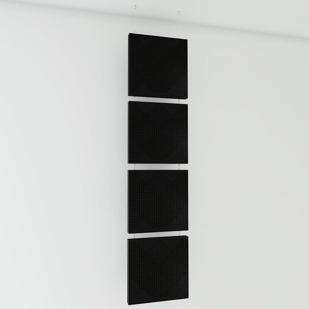 4er-Pack—Dekorative Akustik-Hängepaneele |200x50cm | Hängende Raumteiler | Modulare schallabsorbierende Paneele |WILDS | Schwarz