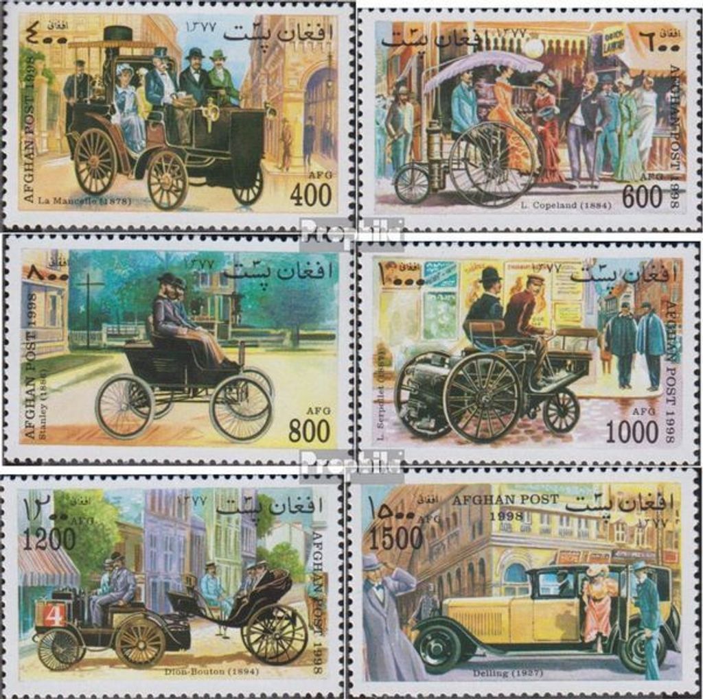 Briefmarken Afghanistan 1998 Mi 1791-1796 (kompl.Ausg.) postfrisch Alte Automobile