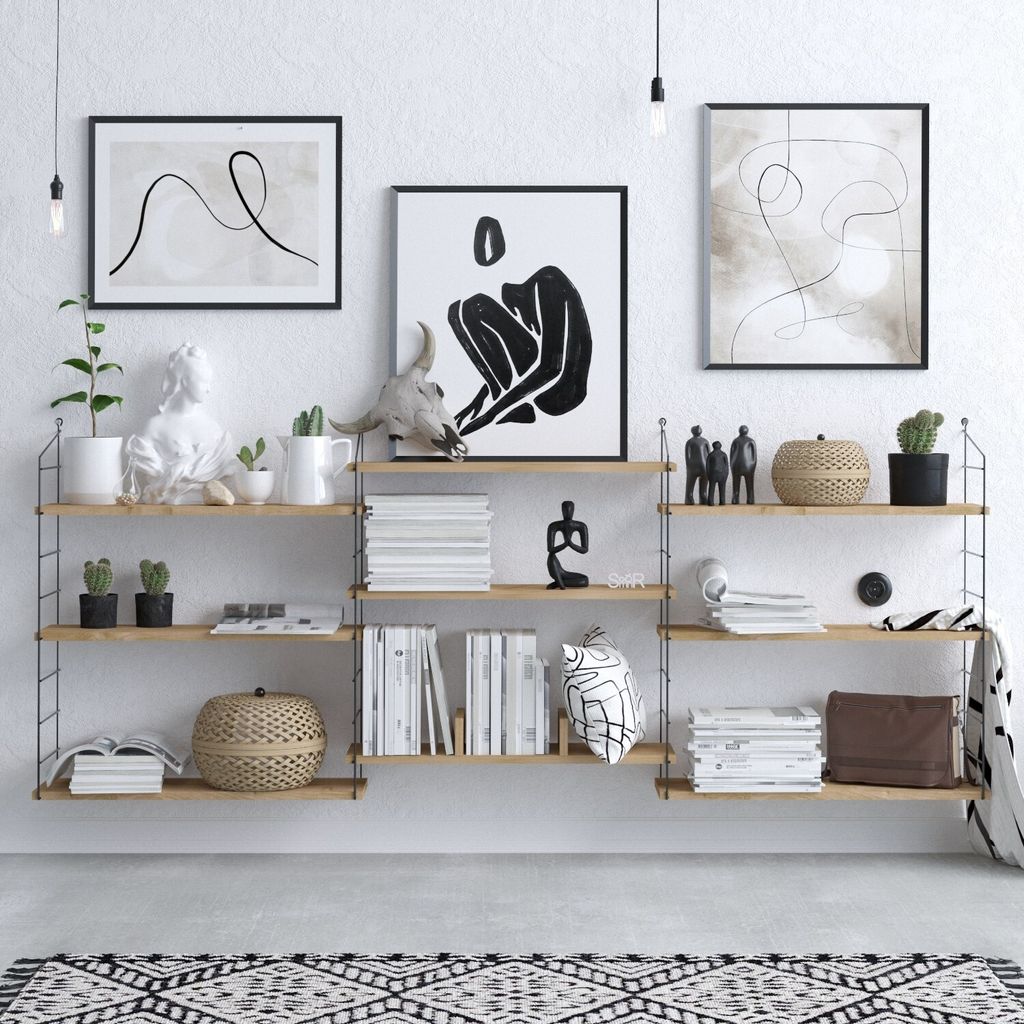 Skye Decor, Laba, Bücherregale, Eiche, Melamin-Spanplatte, 85 x 216 x 20 cm