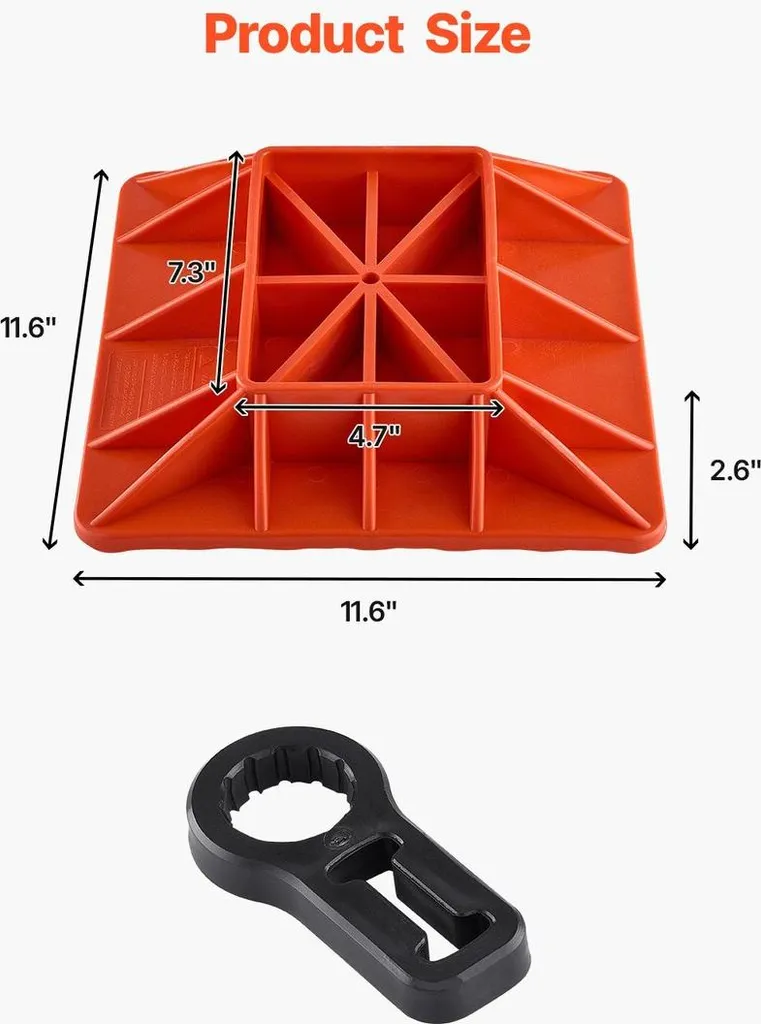 Base de cric tout-terrain rouge de 29cm avec support de poignée solide