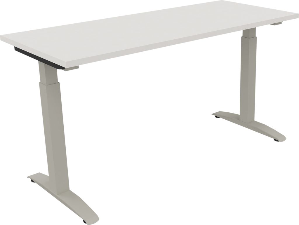 Schreibtisch Kufe Einzels. Quadrat B1400xT600xH650-850 si/Weiß