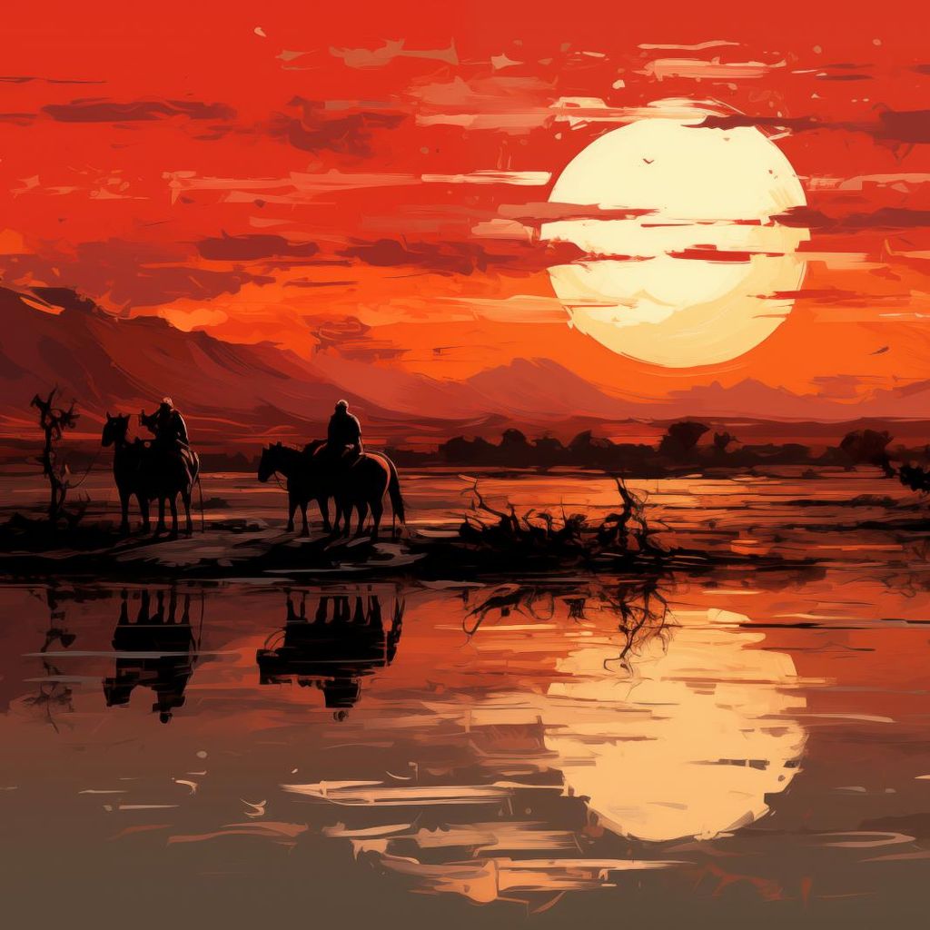Plakat 70x70cm Sonnenuntergang in der Prärie