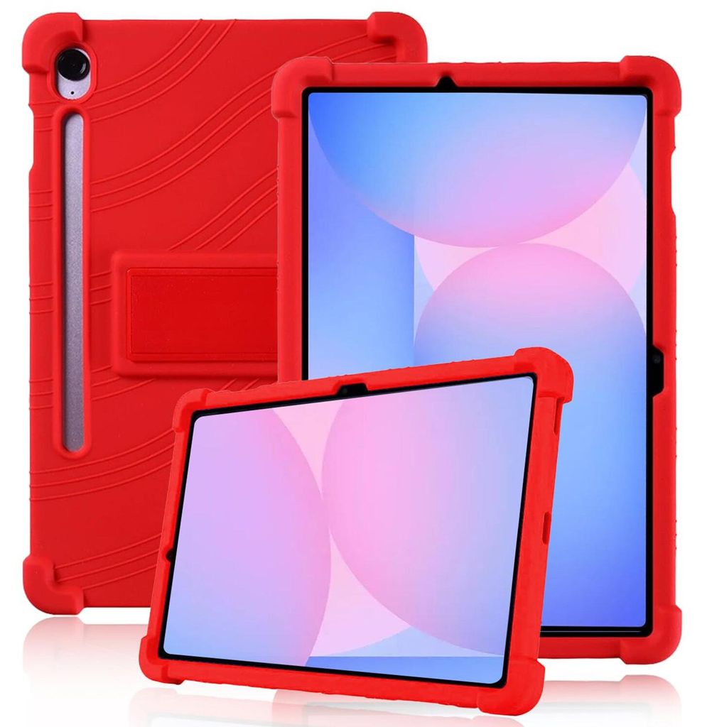 Tablet Hülle für Samsung Galaxy Tab S7 11", Stoßfeste Weiches Silikon Schutzhülle mit Standfunktion Rot