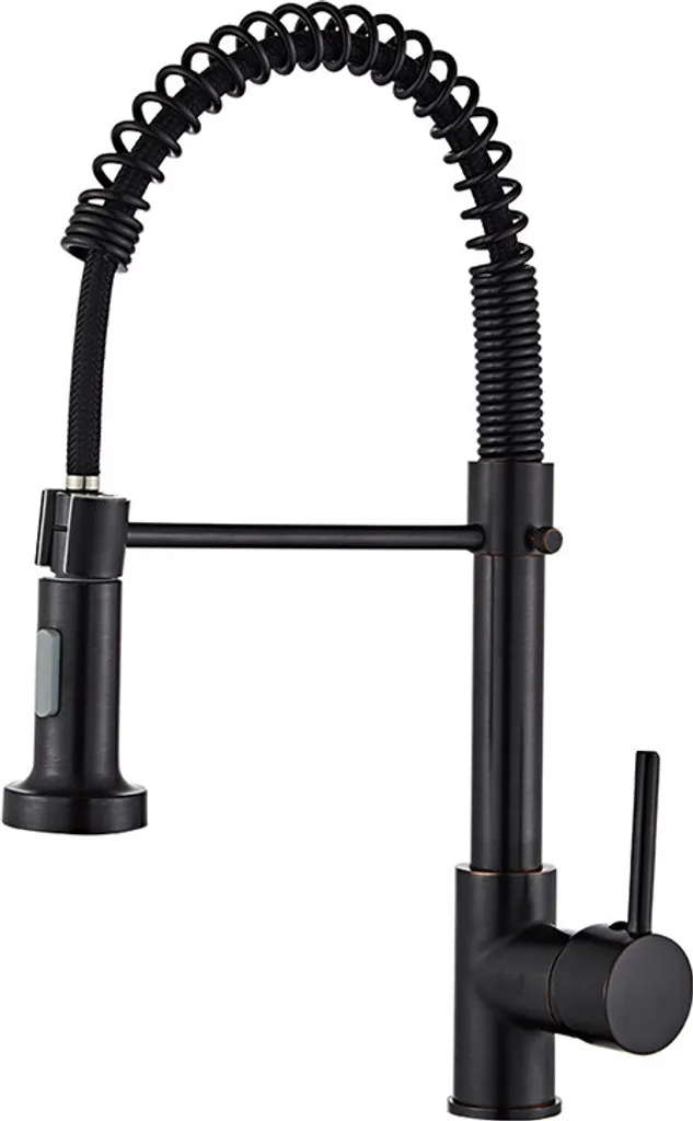 Rubinetto Miscelatore Nero Cucina Professionale | Molla 360° Spray - 8