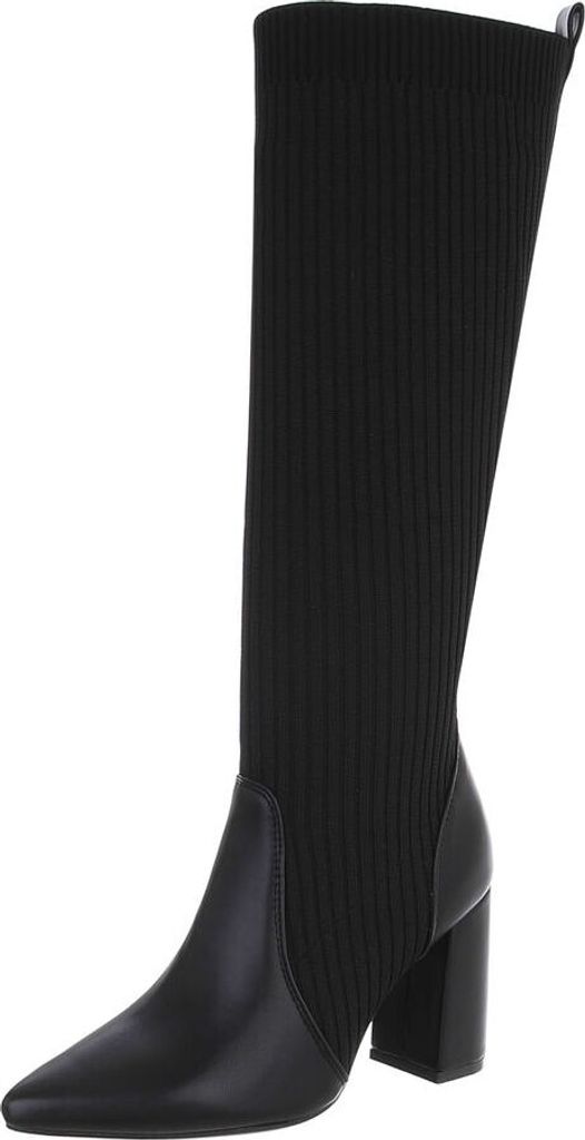 Ital-Design Damen Stiefel Textiloptik, Lederoptik High-Heel Stiefel 87124697 Schwarz Gr. 40