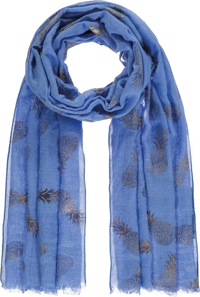Foulard Passigatti stampato su carta stagnola con ananas, Taglia TAGLIA UNICA