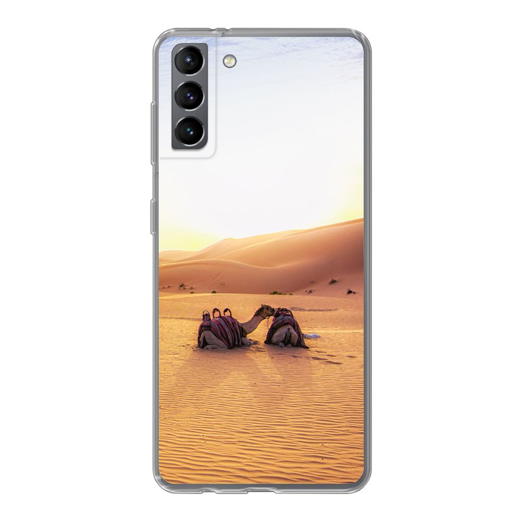 MuchoWow Handyhülle Schutzhülle Hülle für Samsung Galaxy S21 Plus Kamel - Wüste - Sand Silikon Softcase Handy Hülle - Handy-Tasche