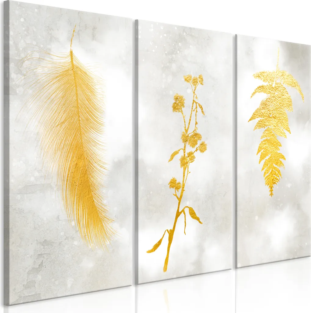 Decorazione Parete Foglie Chic 120x80 - Quadro Trittico n-A-10002-b-a