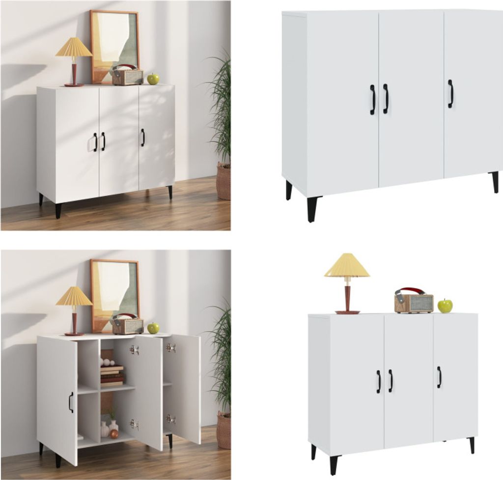 vidaXL Sideboard Weiß 90x34x80 cm Holzwerkstoff - Sideboard - Sideboards - Schrank - Lagerschrank