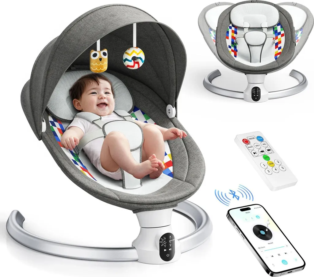 Transat bébé électrique connectée 10kg max avec 3 modes de minuteries Pro