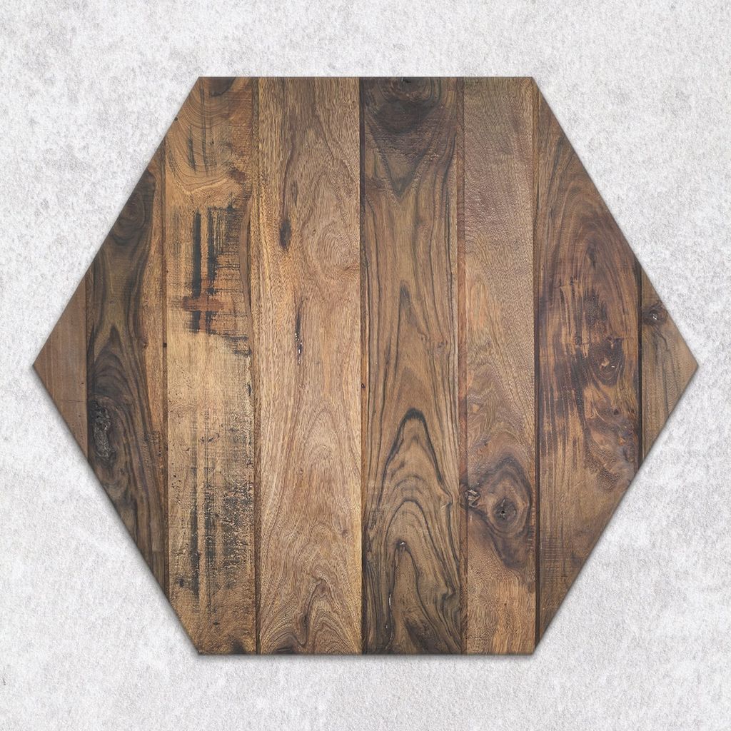 Glas-Herdabdeckplatten Glaskeramikkochfeld-Abdeckung Spritzschutz Glas hexagon 40 cm Dunkler Holzbrett