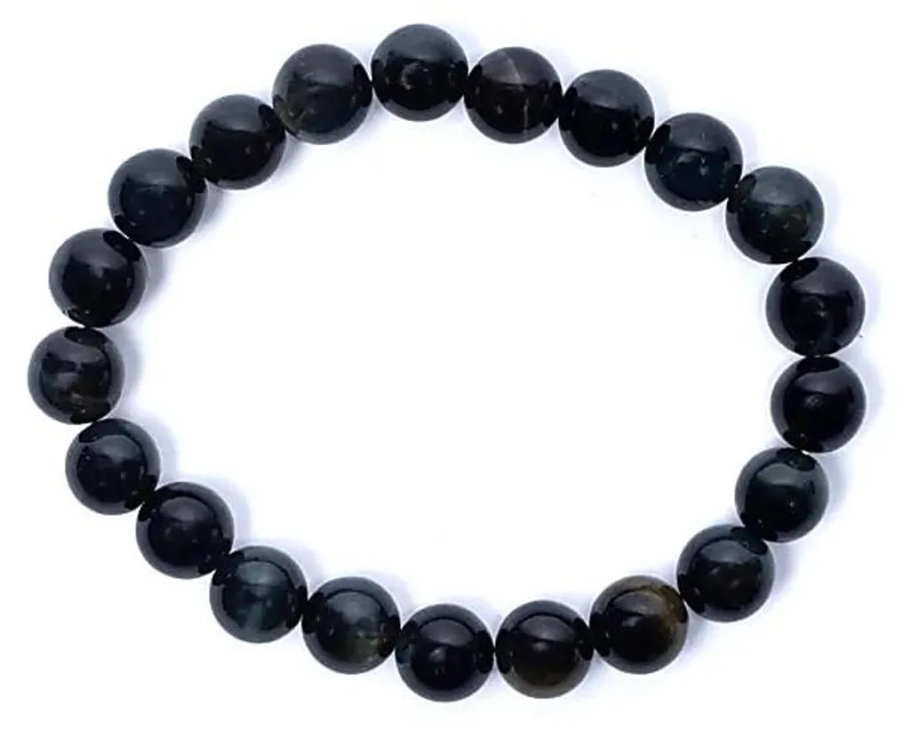Bracelet Oeil de Tigre Bleu 8mm Elastique - Lot de 2 Perles Naturelles