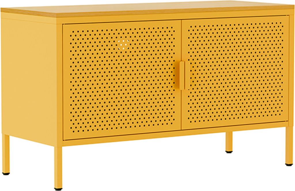 Modernes Sideboard mit 2 Türen L 100 cm aus gelbem Metall - Oviala Punchy