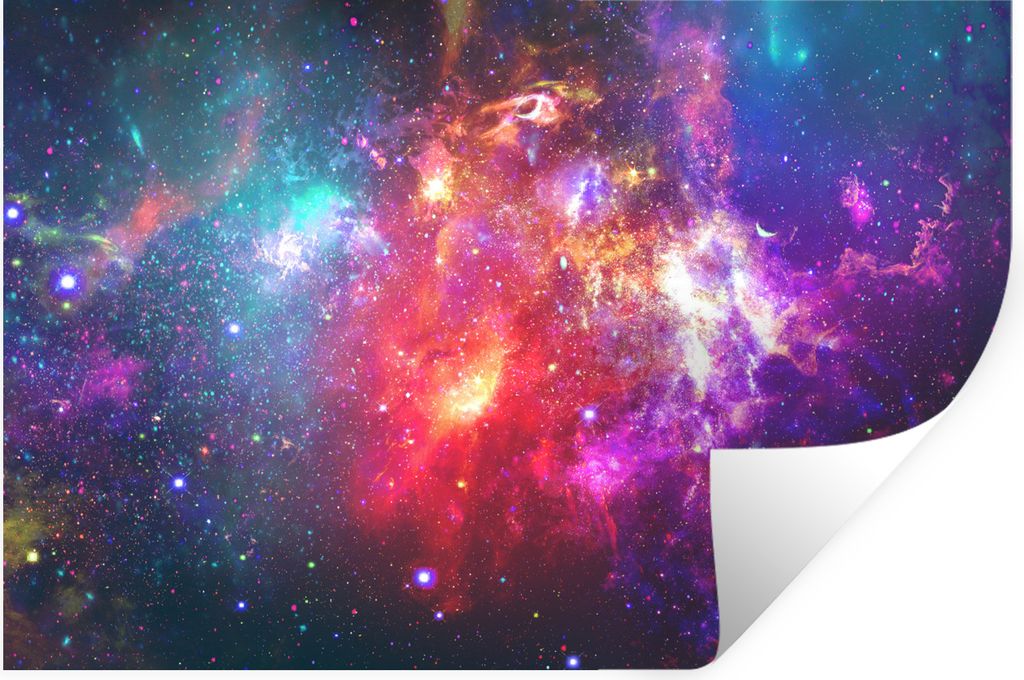 MuchoWow Wandtattoo Wandsticker Wandaufkleber Sterne - Farben - Weltraum 60x40 cm Selbstklebend und Repositionierbar - Wierderverwendbar - Selbst...
