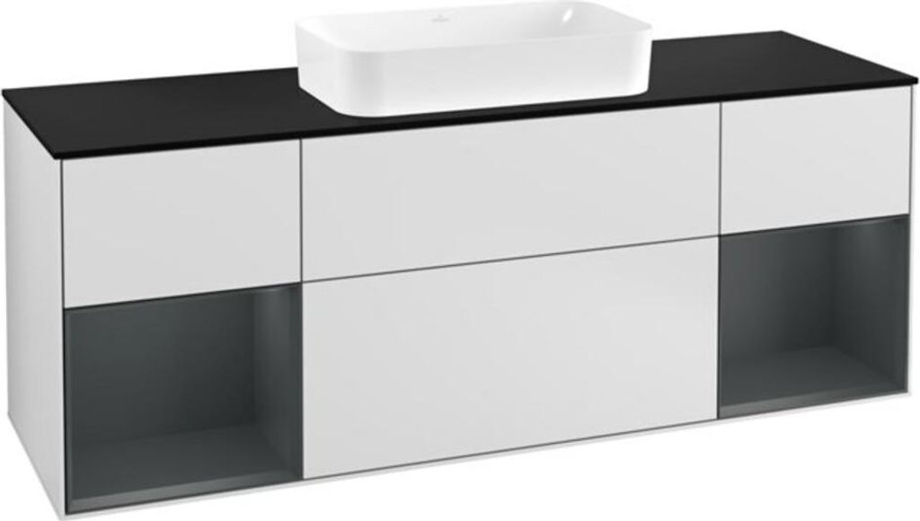 V&B Waschtischunterschrank Wandbeleuchtung Finion 160cm, Pl bla m, Reg md m Lac, wh. m Lac